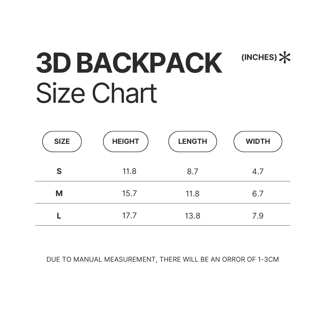 3D Backpack Size Chart - Game Theory Store