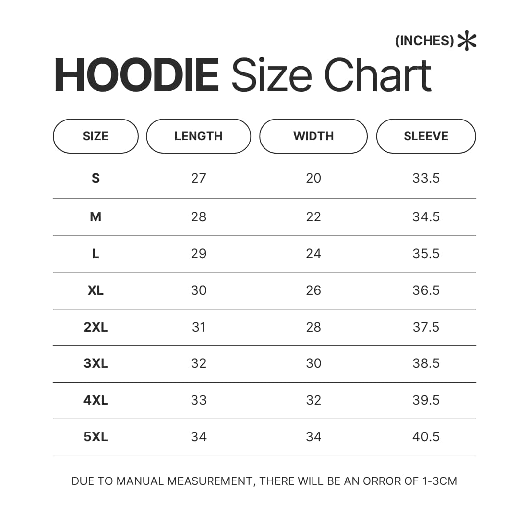 Hoodie Size Chart - Game Theory Store