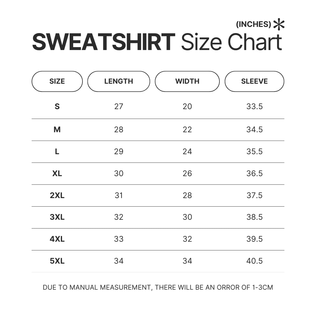 Sweatshirt Size Chart - Game Theory Store