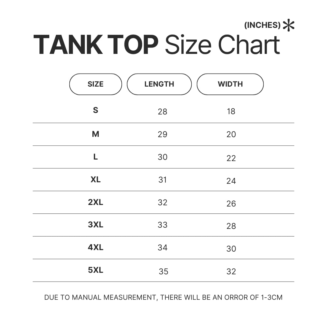 Tank Top Size Chart - Game Theory Store