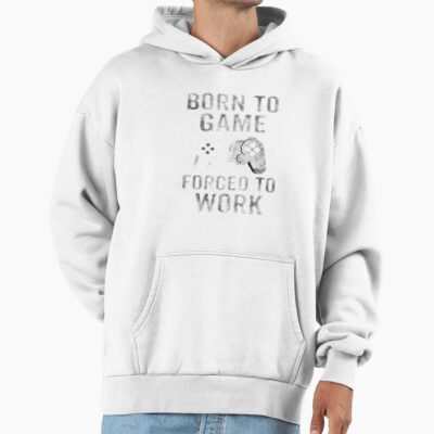 Alternative view of Born To Game Forced To Work Game Nerds Gift Idea Hoodie
