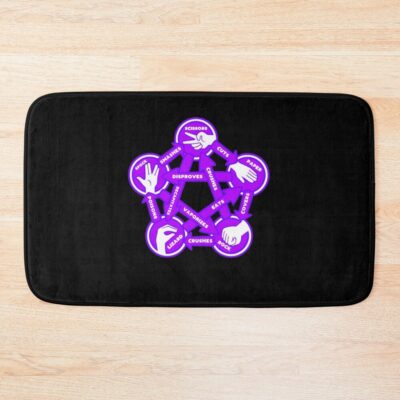 Funny Nerdy Rock Paper Scissors Lizzard Spock Math Teacher Purple Bath Mat