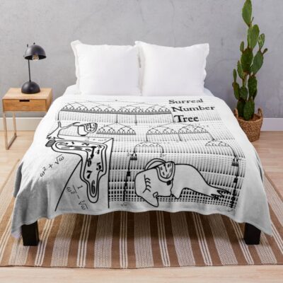Nerdy Vintage Surreal Number Tree Text Throw Blanket